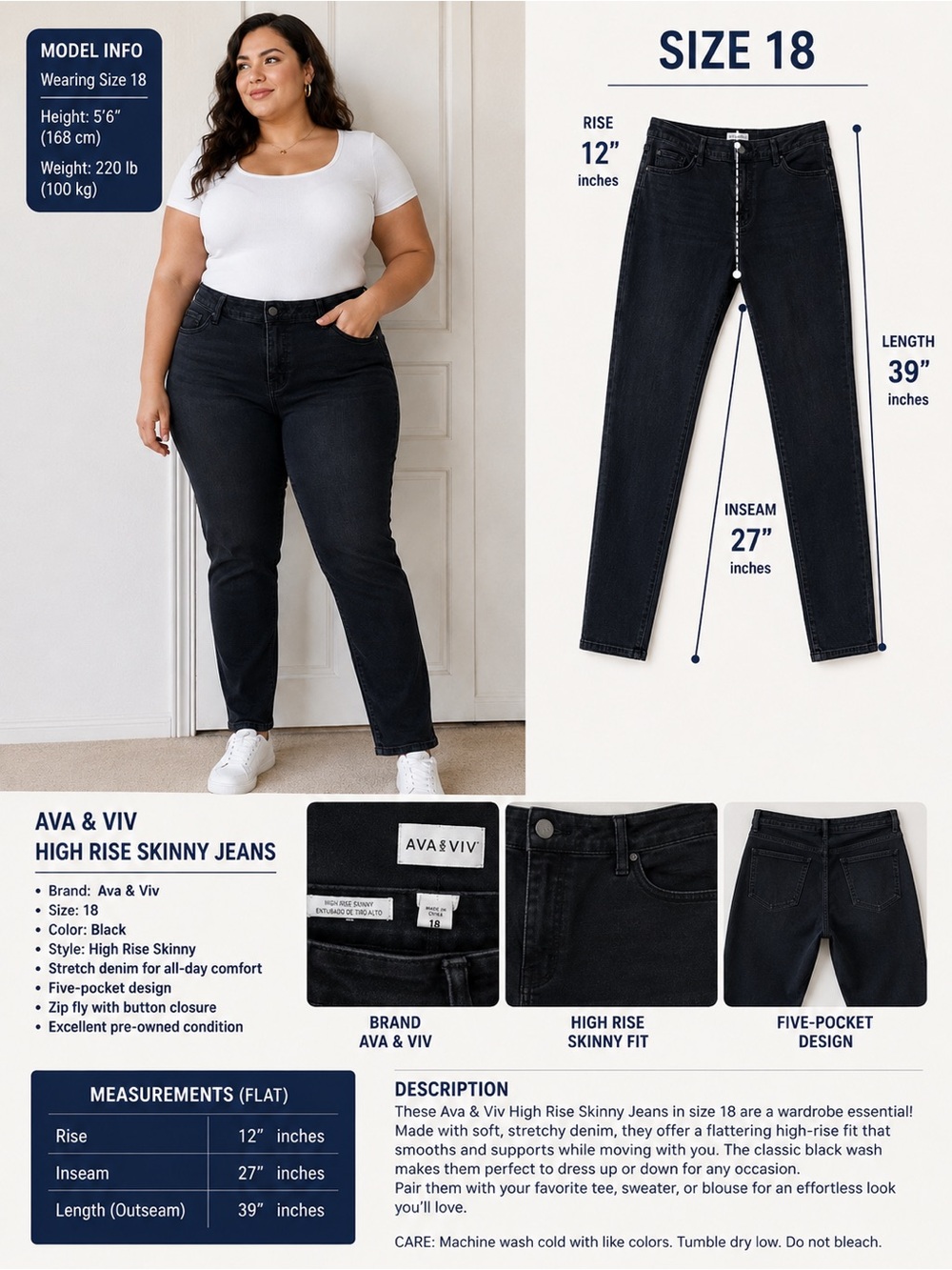Ava & Viv Black High Rise Skinny Jeans